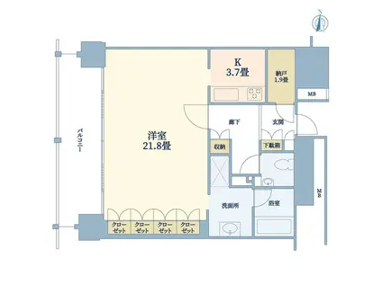 M.M.TOWERS THE イースト(1K/2階)の間取り写真