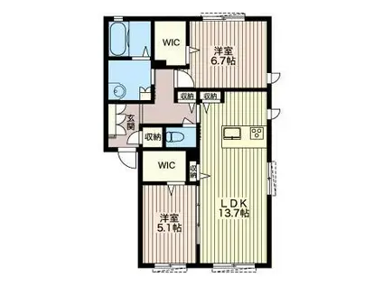 ローズクォーツB(2LDK/1階)の間取り写真