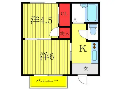 斉藤マンション(2K/2階)の間取り写真