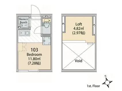 ソフィアマリン(ワンルーム/1階)の間取り写真