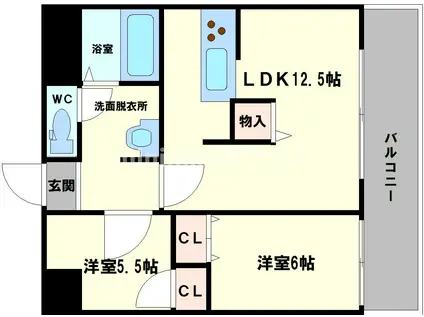 グランド西長堀(1LDK/10階)の間取り写真