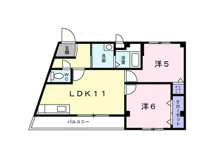 アンソレイエ・リーヴ和泉(2LDK/3階)の間取り写真