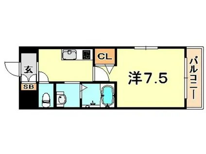 プライムライフ三宮磯上公園(1K/4階)の間取り写真