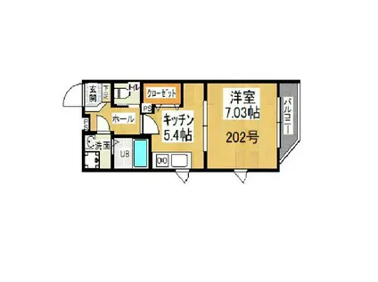 BE ROOM 池田山(1DK/1階)の間取り写真