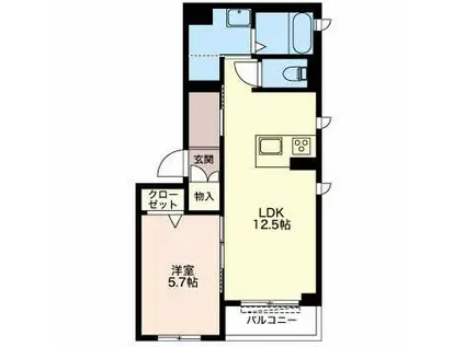 クレスティーク(1LDK/2階)の間取り写真