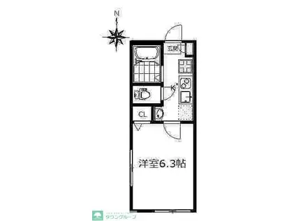 MYTHOS 横浜六浦(1K/1階)の間取り写真