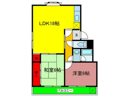 シャローム石切(2LDK/2階)の間取り写真