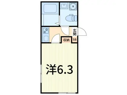 ソヨカゼテラス金町(1K/2階)の間取り写真