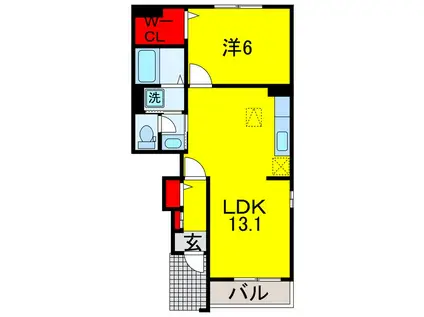 チェリーガーデン(1LDK/1階)の間取り写真