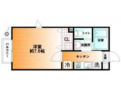 サンメゾン(1K/1階)の間取り写真
