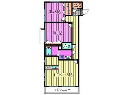 フラッツ蔵壱番館(2LDK/3階)の間取り写真