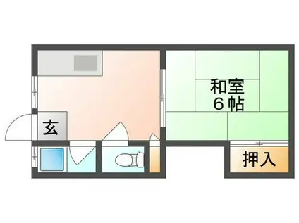 第1長徳荘(1K/1階)の間取り写真