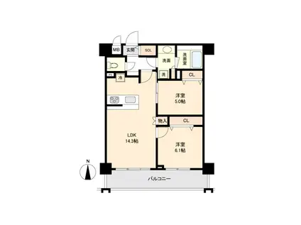 プライマル板橋本町(2LDK/3階)の間取り写真