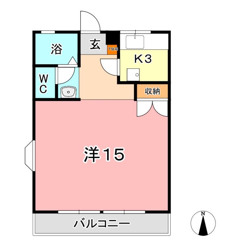 ブールブランシュB棟(1K/1階)の間取り写真