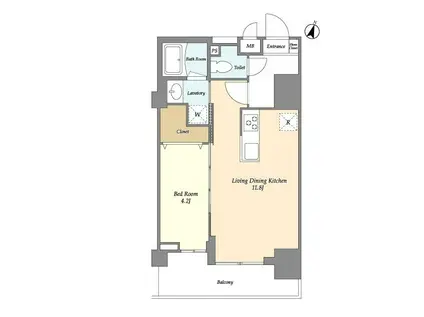 LIBR GRANT 大宮(1LDK/1階)の間取り写真