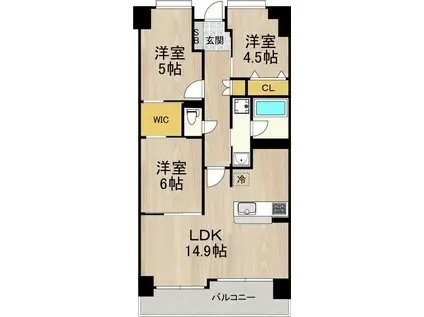 フロンティアタワー難波イースト(3LDK/4階)の間取り写真