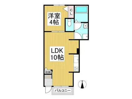 フィールフォレストI(1LDK/1階)の間取り写真