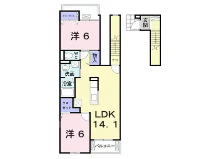 アイフラット日新II(2LDK/2階)の間取り写真