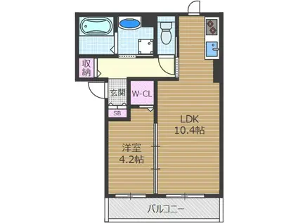 ボナール庄(1LDK/3階)の間取り写真