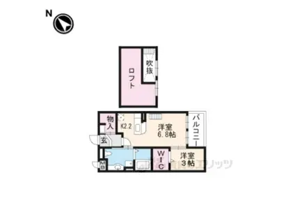 メゾン・ラピュータ(1DK/2階)の間取り写真