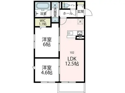 ヴァローレV(2LDK/1階)の間取り写真