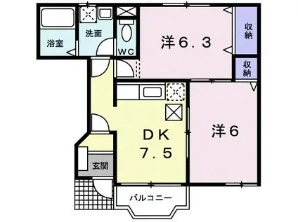 グレイスフルフィールドIV(2DK/1階)の間取り写真