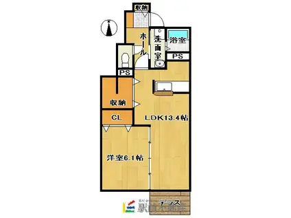 ピュアライヴVII A(1LDK/1階)の間取り写真