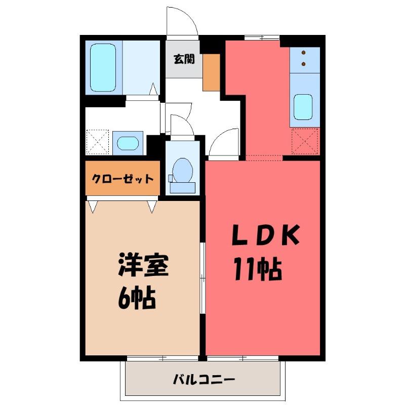 クレインC(1LDK/1階)の間取り写真