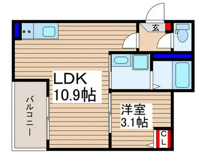砂新田AP II(1LDK/1階)の間取り写真