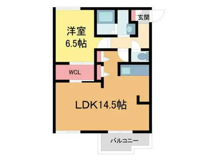 タウニイ御影II(1LDK/2階)の間取り写真