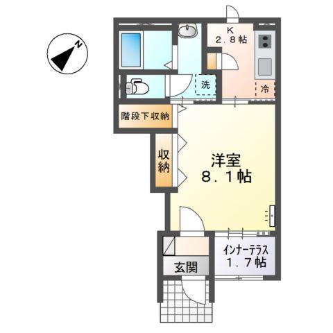 HILL VILLAGE(1K/1階)の間取り写真