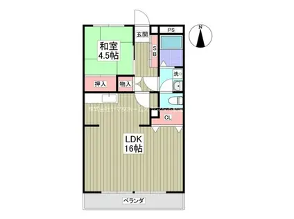 パークサイド篠崎(1LDK/4階)の間取り写真