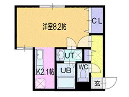 ルーエラオム(1K/1階)の間取り写真