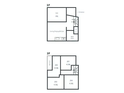 シェアハウスひだまり妙典(1K/2階)の間取り写真