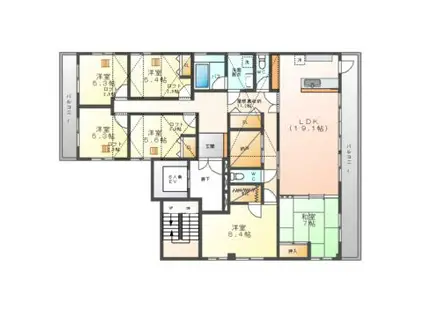 ハイエストキャッスルマンション(6SLDK/5階)の間取り写真