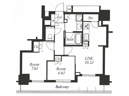 プラウドタワー久屋大通公園南(2LDK/13階)の間取り写真