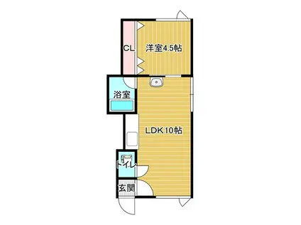 天都山ホワイトハイツ(1LDK/1階)の間取り写真