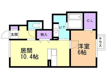 ミナクルホーム(1LDK/1階)の間取り写真
