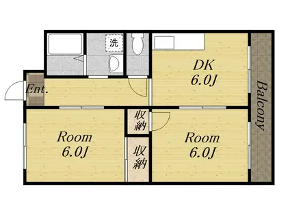 アパルトマン松栄(2DK/2階)の間取り写真