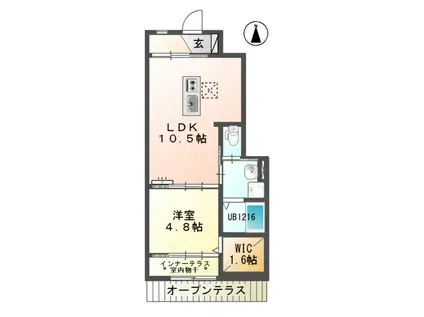 BABYS BREATH(1LDK/1階)の間取り写真