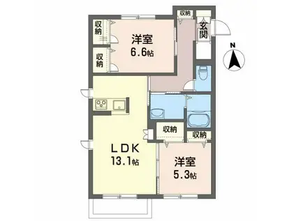 メゾンマスト本宮(2LDK/1階)の間取り写真