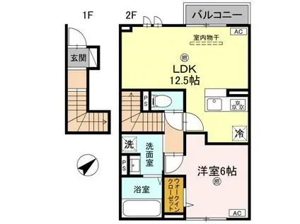 インフィニティ北之丁(1LDK/2階)の間取り写真