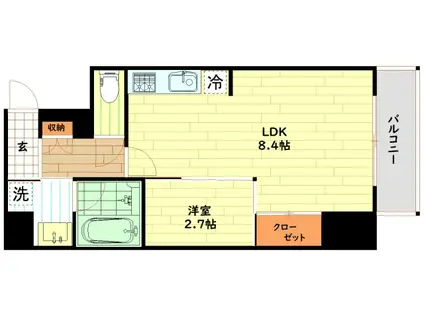 ナットレジデンス都島本通(1LDK/7階)の間取り写真