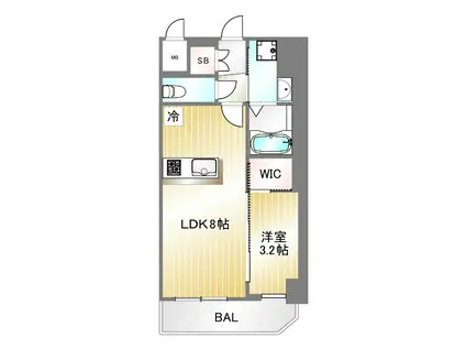 スワンズシティ神戸湊川II(1LDK/4階)の間取り写真