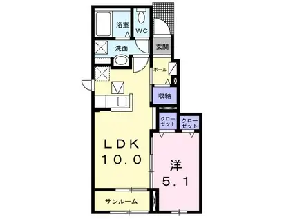 グラシオッソ坂井 II(1LDK/1階)の間取り写真