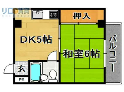 ビスタ新庄ハイツII(1DK/4階)の間取り写真