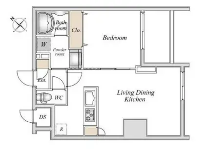 シティラックスツルミ(1LDK/4階)の間取り写真