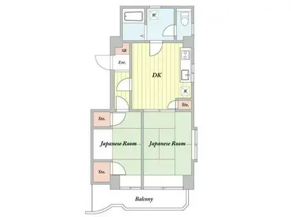 ベルジュピノ(2DK/5階)の間取り写真