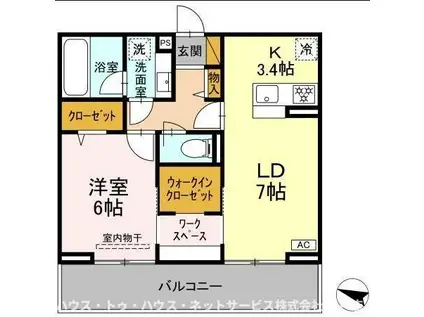 リシェスみのり台 C棟(1LDK/3階)の間取り写真