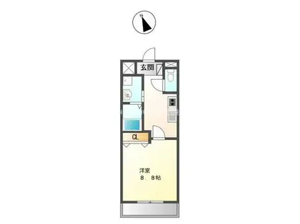 グランドコート(1K/2階)の間取り写真